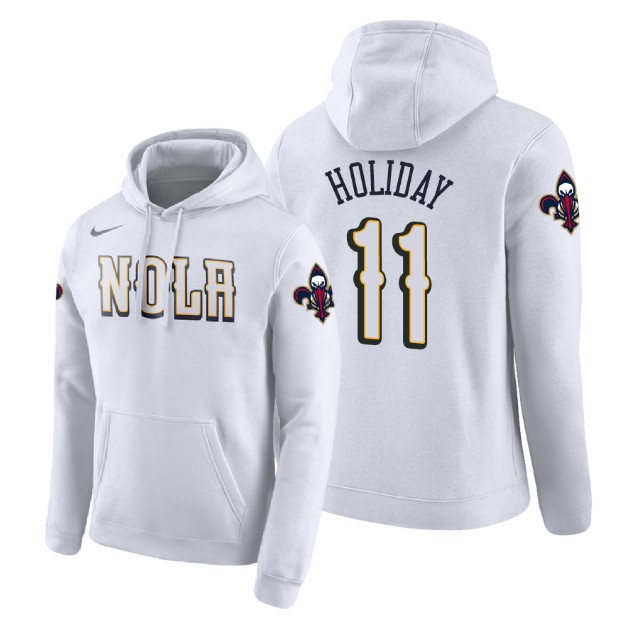 New Orleans Pelicans Jrue Holiday #11 White 2018 City Edition Hoodie New Orleans Pelicans Jrue Holiday #11 White 2018 City Edition Hoodie