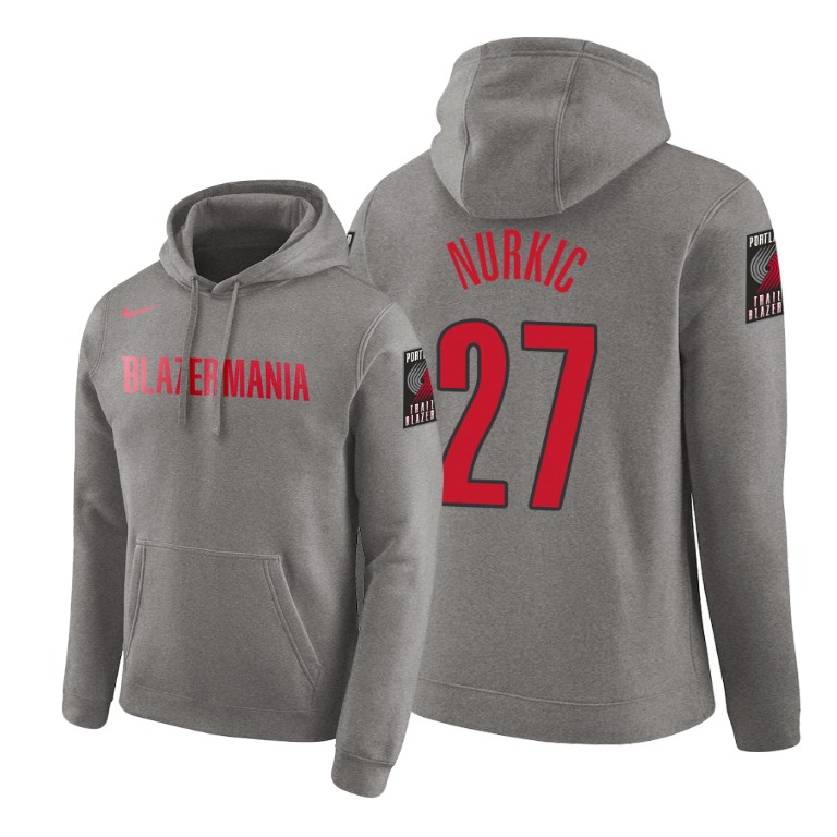 Portland Trail Blazers Jusuf Nurkic #27 Pullover Gray earned edition Hoodie Portland Trail Blazers Jusuf Nurkic #27 Pullover Gray earned edition Hoodie