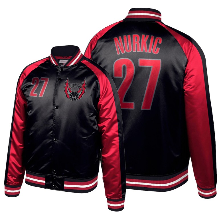Blazers Jusuf Nurkic Hardwood Classics Colorblock Satin Black Jacket Blazers Jusuf Nurkic Hardwood Classics Colorblock Satin Black Jacket