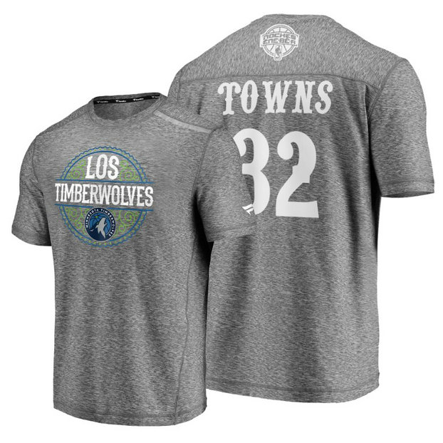 Karl-Anthony Towns #32 Timberwolves 2020 Latin Night Heritage Heathered Gray T-Shirt Karl-Anthony Towns #32 Timberwolves 2020 Latin Night Heritage Heathered Gray T-Shirt