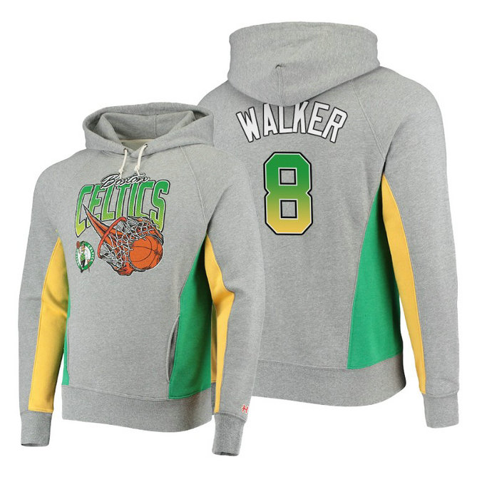 Kemba Walker Boston Celtics #8 Fire Shoot Gray Hoodie
