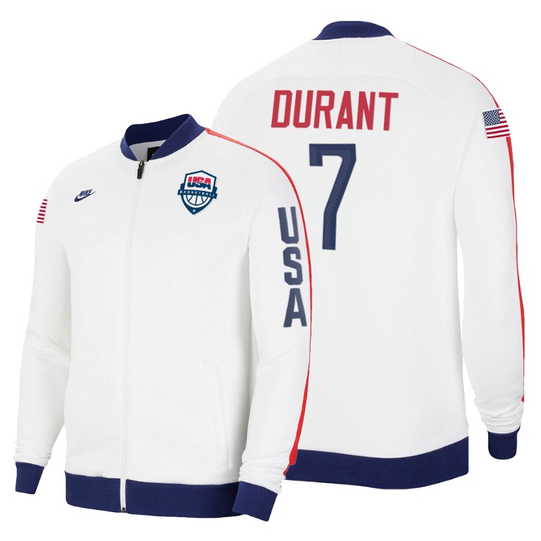 2020 Tokyo Olympics USA National Team Kevin Durant Brooklyn Nets White Jacket