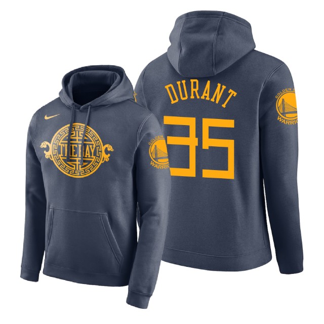Golden State Warriors Kevin Durant #35 Navy City Edition Hoodie