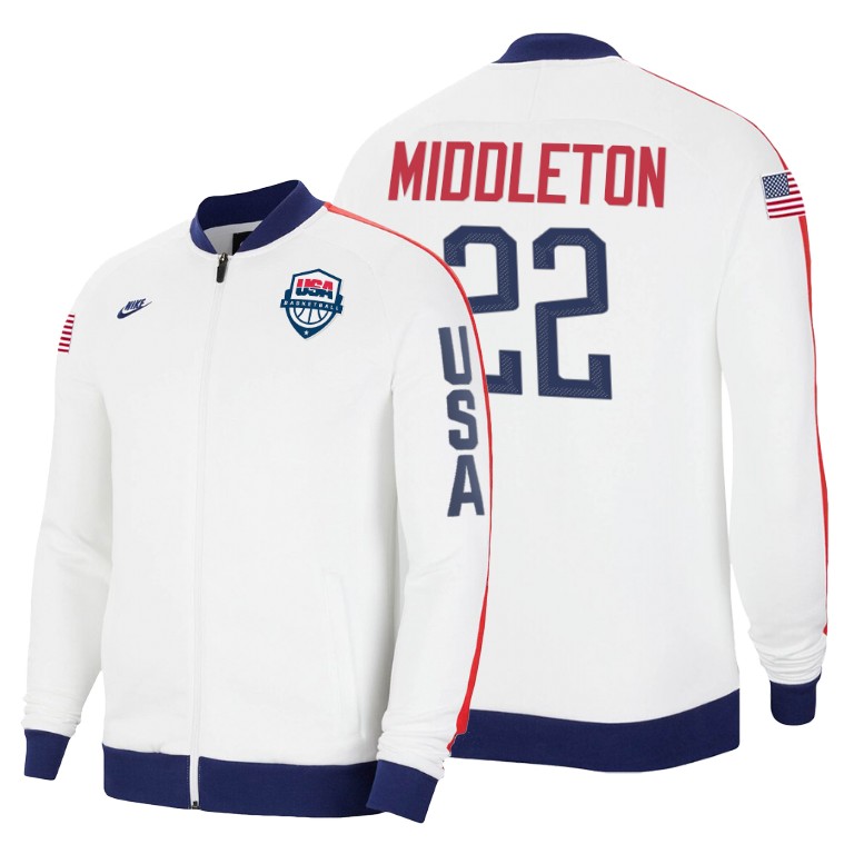 2020 Tokyo Olympics USA National Team Khris Middleton Milwaukee Bucks White Jacket