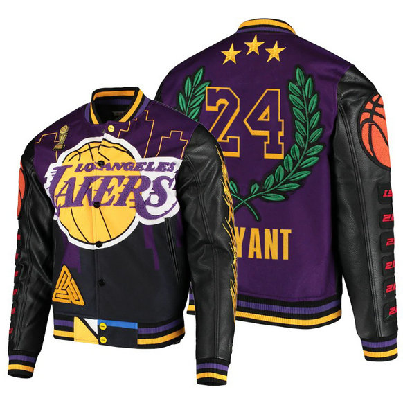 Lakers Kobe Bryant Retro Pyramid Trophy Logo Purple Jacket