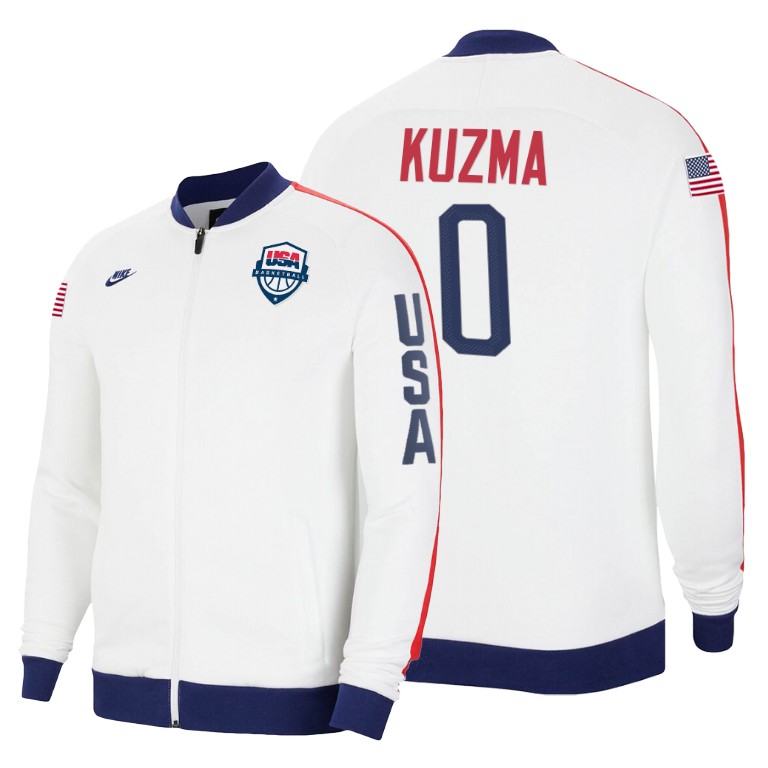 2020 Tokyo Olympics USA National Team Kyle Kuzma Los Angeles Lakers White Jacket 2020 Tokyo Olympics USA National Team Kyle Kuzma Los Angeles Lakers White Jacket