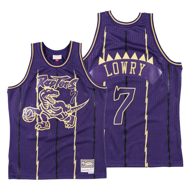 Kyle Lowry 2020 CNY Toronto Raptors Gold Purple Throwback Jersey