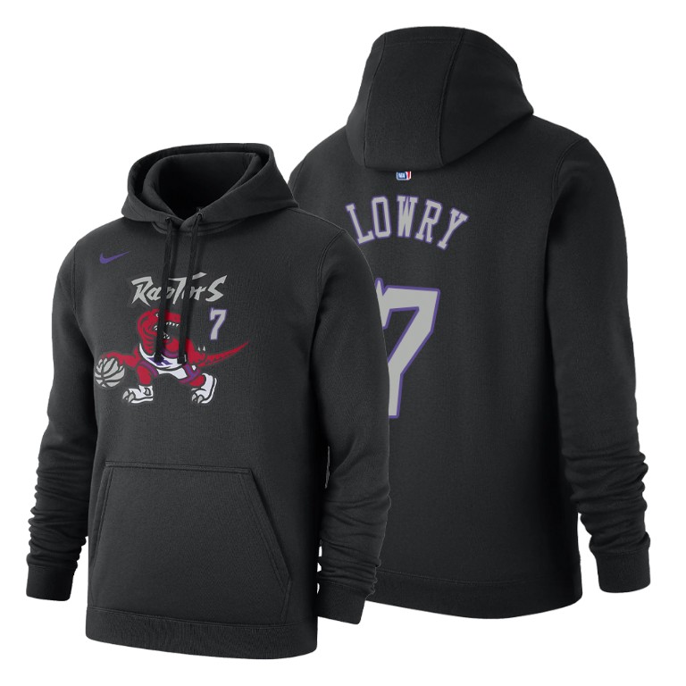 Raptors Kyle Lowry #7 Hardwood Classics Black Fleece Hoodie Raptors Kyle Lowry #7 Hardwood Classics Black Fleece Hoodie