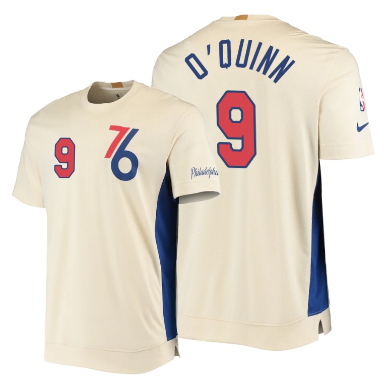 76ers Kyle O'Quinn #9 Cream 2020 City Edition 2.0 T-Shirt 76ers Kyle O'Quinn #9 Cream 2020 City Edition 2.0 T-Shirt