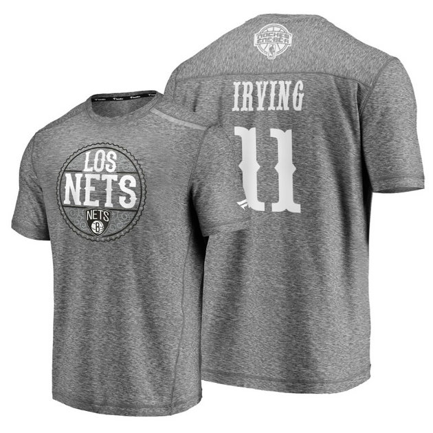 Kyrie Irving #11 Nets 2020 Latin Night Heritage Heathered Gray T-Shirt Kyrie Irving #11 Nets 2020 Latin Night Heritage Heathered Gray T-Shirt