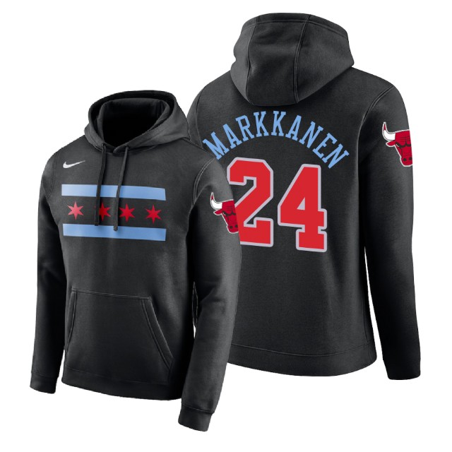 Chicago Bulls Lauri Markkanen #24 Black 2018 City Edition Hoodie Chicago Bulls Lauri Markkanen #24 Black 2018 City Edition Hoodie