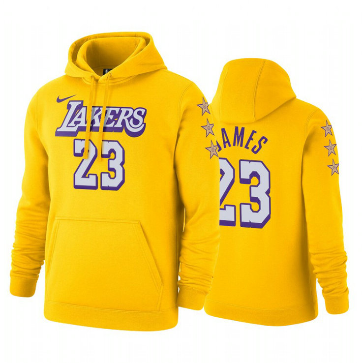 LeBron James #23 Los Angeles Lakers 2019-20 City Gold Pullover Hoodie