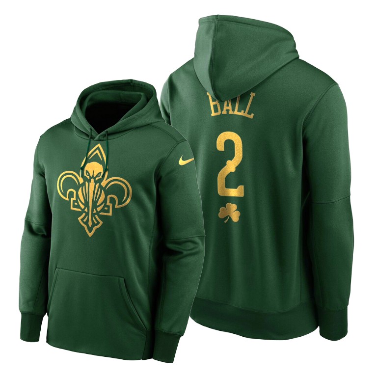 Lonzo Ball 2020 St Paddy's Day Pelicans #2 Green Golden Limited Hoodie Lonzo Ball 2020 St Paddy's Day Pelicans #2 Green Golden Limited Hoodie