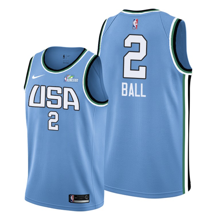 Lonzo Ball Los Angeles Lakers #2 Blue 2019 Rising Star Team World Jersey