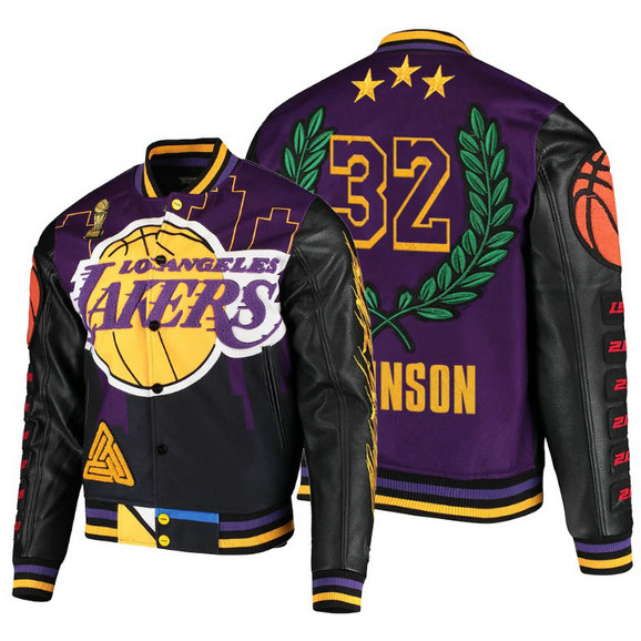 Lakers Magic Johnson Retro Pyramid Trophy Logo Purple Jacket Lakers Magic Johnson Retro Pyramid Trophy Logo Purple Jacket