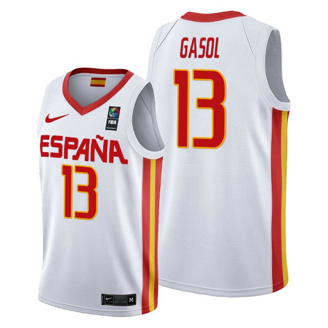 Spain 2019 FIBA Baketball World Cup Marc Gasol White Jersey