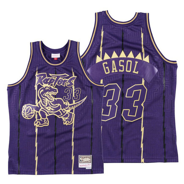 Marc Gasol 2020 CNY Toronto Raptors Gold Purple Throwback Jersey