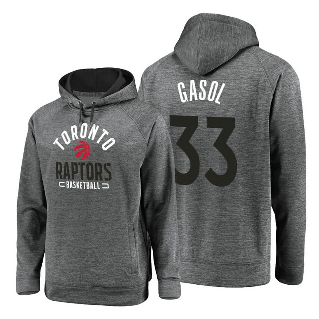 Raptors Marc Gasol #33 Battle Charged Gray Pullover Hoodie