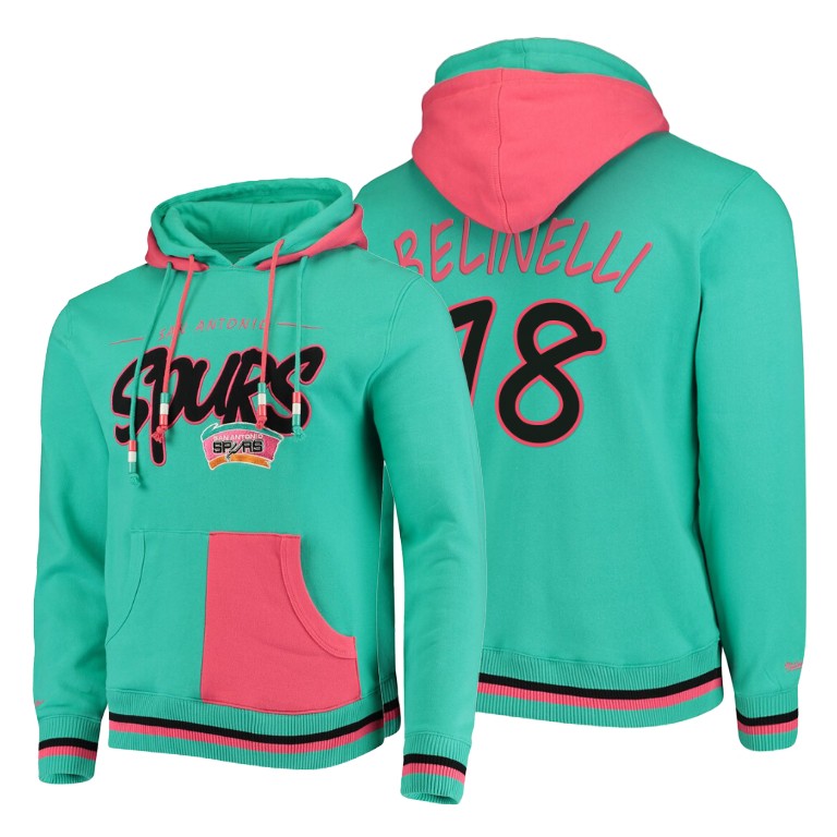 NBA Spurs Marco Belinelli #18 HWC Teal Pullover Hoodie NBA Spurs Marco Belinelli #18 HWC Teal Pullover Hoodie