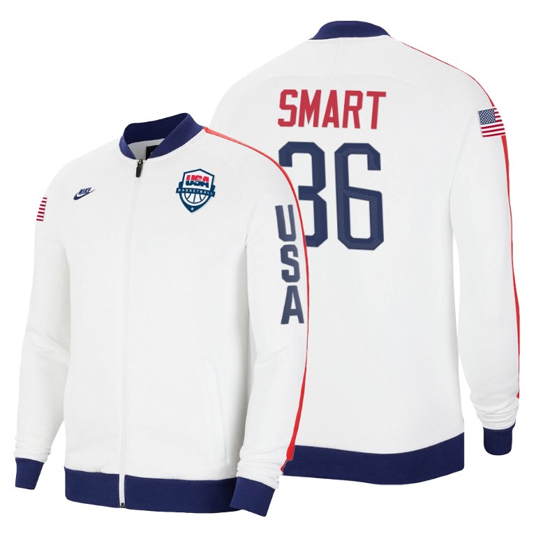 2020 Tokyo Olympics USA National Team Marcus Smart Boston Celtics White Jacket 2020 Tokyo Olympics USA National Team Marcus Smart Boston Celtics White Jacket