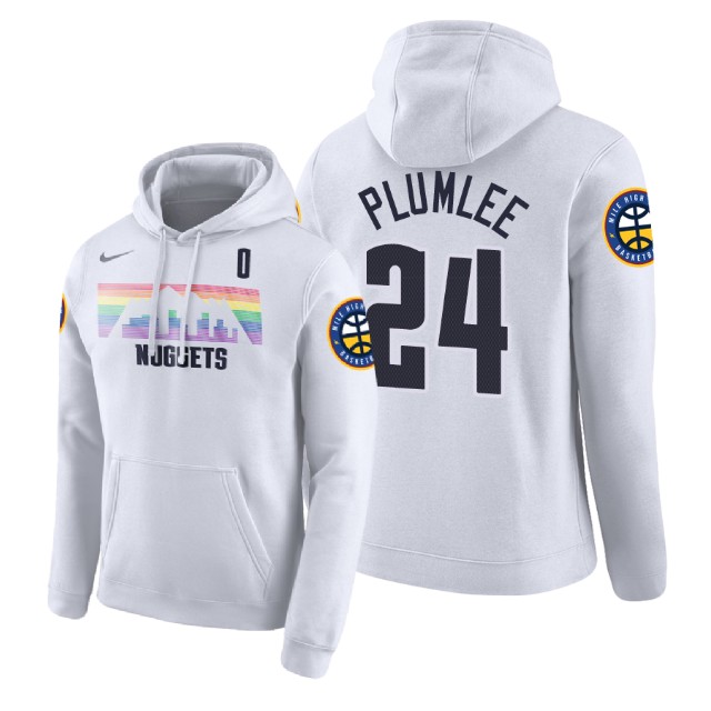 Denver Nuggets Mason Plumlee #24 White 2018 City Edition Hoodie Denver Nuggets Mason Plumlee #24 White 2018 City Edition Hoodie