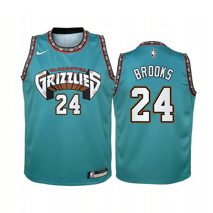 YOUTH Memphis Grizzlies 2019-20 Dillon Brooks #24 Hardwood Classics Teal Jersey YOUTH Memphis Grizzlies 2019-20 Dillon Brooks #24 Hardwood Classics Teal Jersey