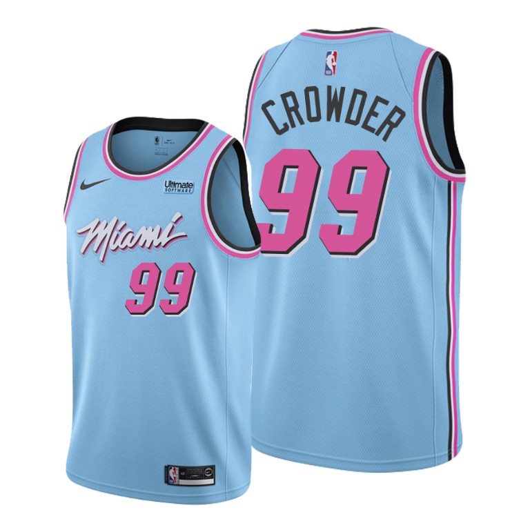 Jae Crowder Miami Heat #99 City Blue Jersey With 2023 NBA finals patch 