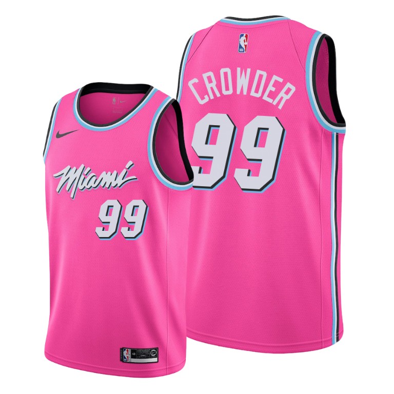 Jae Crowder Miami Heat #99 Earned Pink Jersey With 2023 NBA finals patch 