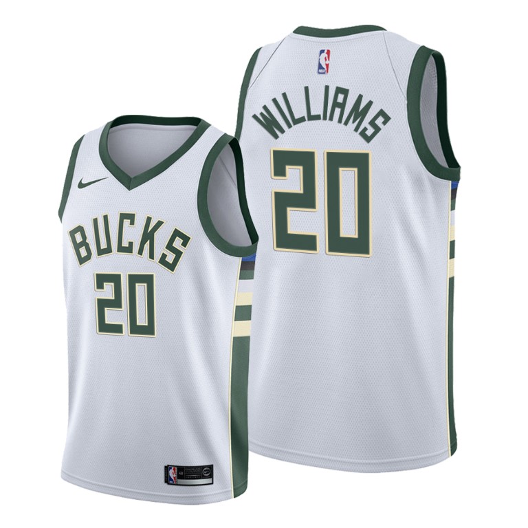Marvin Williams Milwaukee Bucks #20 2019-20 Association White Jersey Marvin Williams Milwaukee Bucks #20 2019-20 Association White Jersey