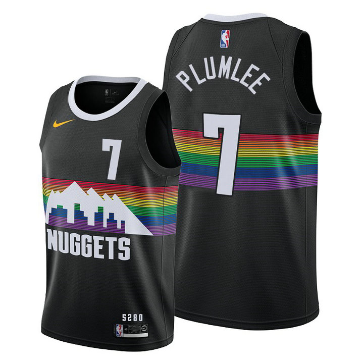 Mason Plumlee Denver Nuggets #7 City Black Jersey With 2023 NBA finals patch 