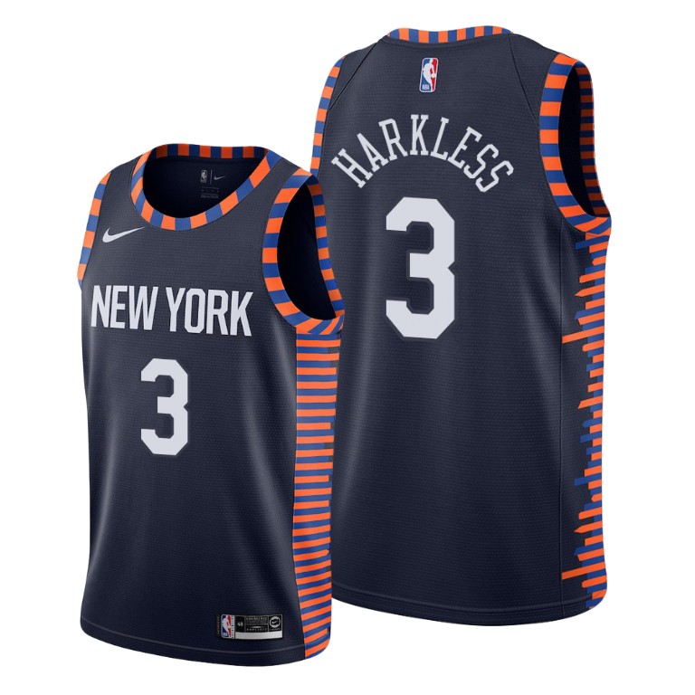 Maurice Harkless New York Knicks #3 2019-20 City Navy Jersey