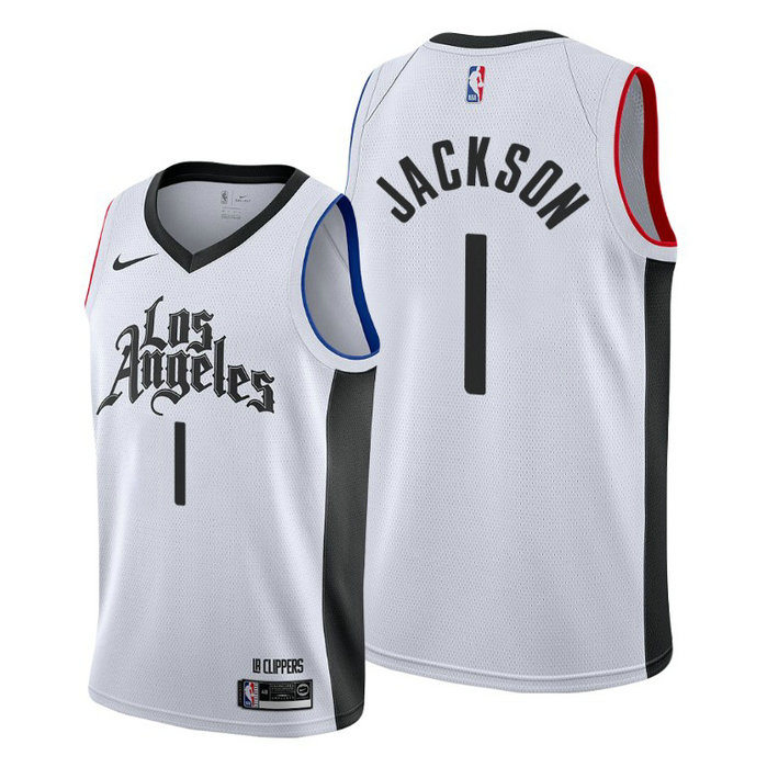 Reggie Jackson Los Angeles Clippers #1 2019-20 Classic White Jersey Reggie Jackson Los Angeles Clippers #1 2019-20 Classic White Jersey
