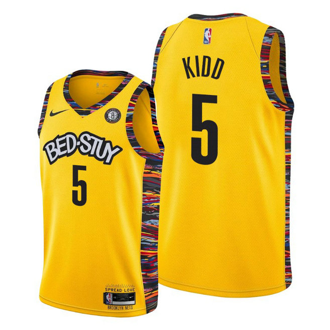 Jason Kidd #5 Brooklyn Nets 2020 City Biggie Yellow Jersey Jason Kidd #5 Brooklyn Nets 2020 City Biggie Yellow Jersey