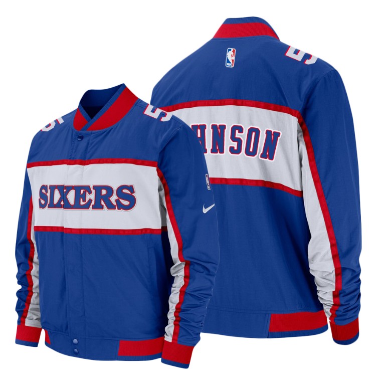 Philadelphia 76ers #5 Amir Johnson Courtside Icon Jacket - Blue
