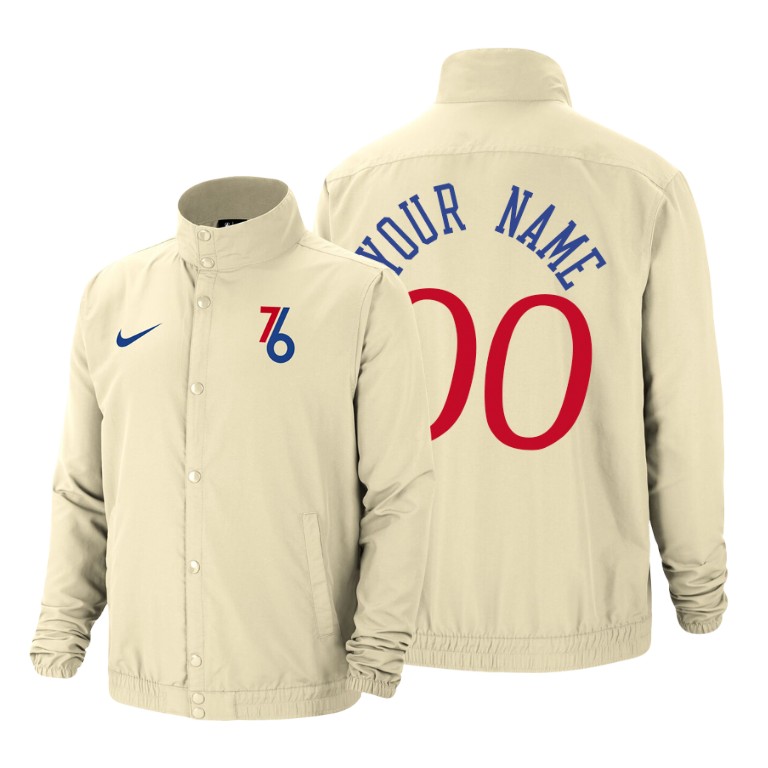 Philadelphia 76ers #00 Custom City DNA Jacket - Cream Philadelphia 76ers #00 Custom City DNA Jacket - Cream