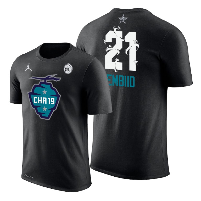 Philadelphia 76ers Joel Embiid 2019 All-Star The Buzz Side Sweep Black T-Shirt
