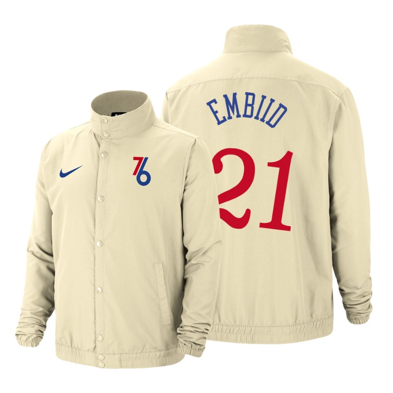 Philadelphia 76ers #21 Joel Embiid City DNA Jacket - Cream