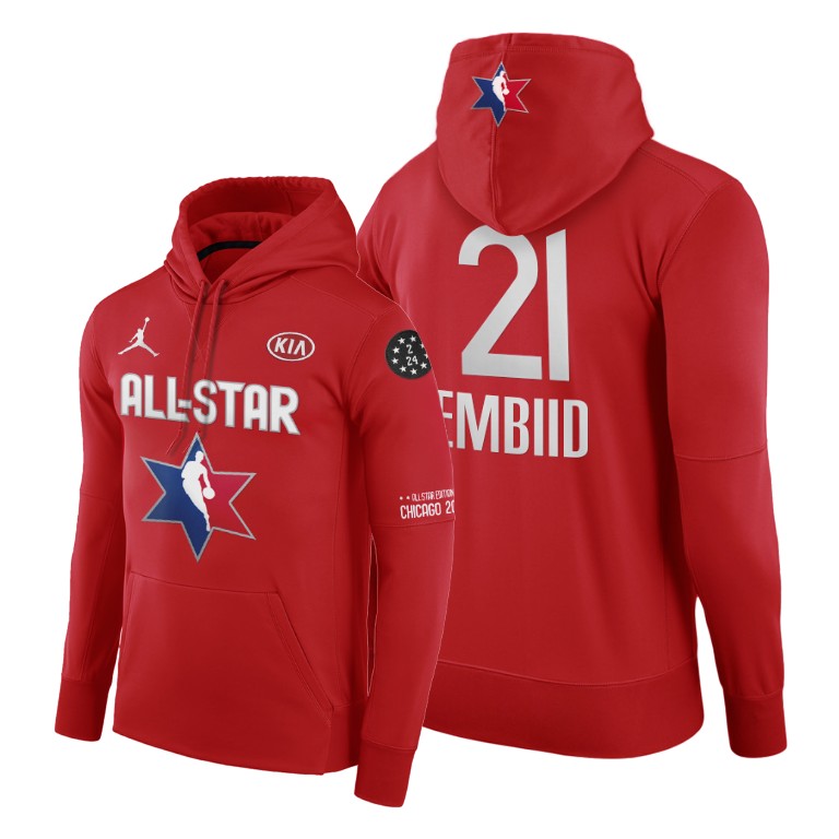 Philadelphia 76ers Joel Embiid 2020 NBA All-Star Game Eastern Conference Red Hoodie