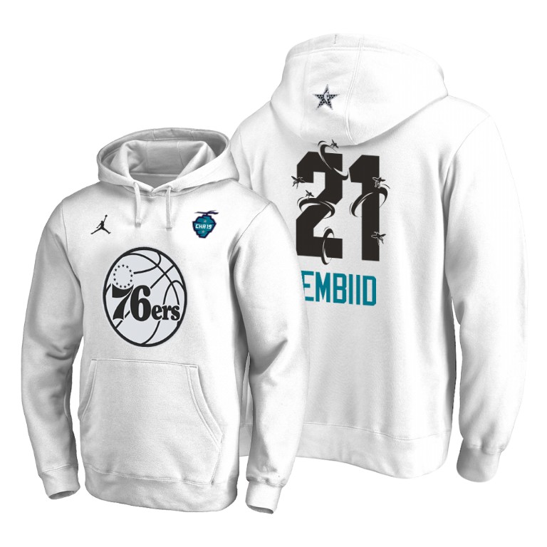 Philadelphia 76ers Joel Embiid 2019 All-Star The Buzz Side Sweep Pullover White Hoodie