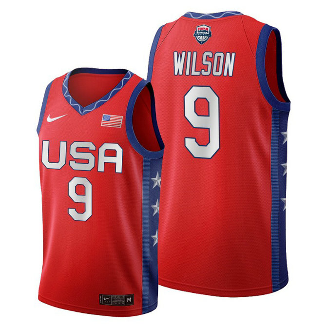 WOMEN USA National Team #9 A'ja Wilson Red 2020 Tokyo Olympics Jersey