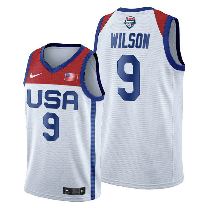 WOMEN USA National Team #9 A'ja Wilson White 2020 Tokyo Olympics Jersey