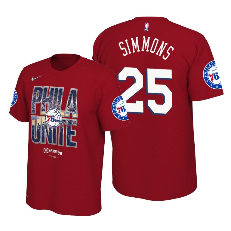 Philadelphia 76ers Ben Simmons Red 2019 NBA Playoffs T-Shirt