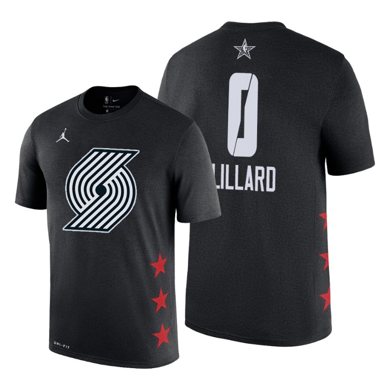 Portland Trail Blazers Damian Lillard 2019 All-Star Game Name & Number Black T-Shirt Portland Trail Blazers Damian Lillard 2019 All-Star Game Name & Number Black T-Shirt