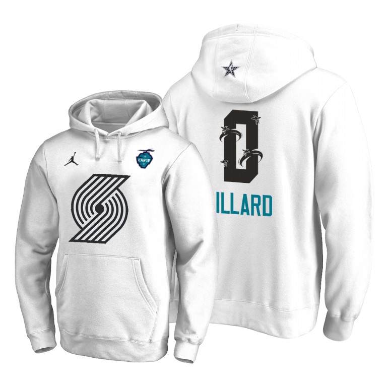 Portland Trail Blazers Damian Lillard 2019 All-Star The Buzz Side Sweep Pullover White Hoodie Portland Trail Blazers Damian Lillard 2019 All-Star The Buzz Side Sweep Pullover White Hoodie