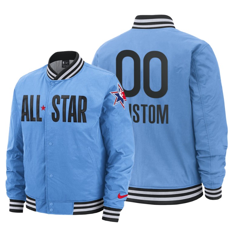 Custom All Star 2020 NBA All-Star Game Western Conference Courtside Full-Snap Blue #00 Jacket Custom All Star 2020 NBA All-Star Game Western Conference Courtside Full-Snap Blue #00 Jacket