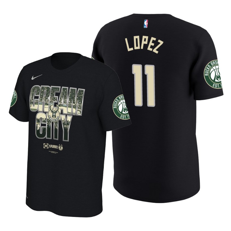 Milwaukee Bucks Brook Lopez Black 2019 NBA Playoffs T-Shirt Milwaukee Bucks Brook Lopez Black 2019 NBA Playoffs T-Shirt
