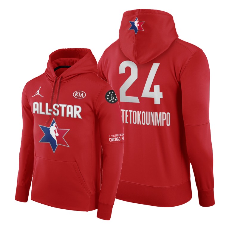 Milwaukee Bucks Giannis Antetokounmpo 2020 NBA All-Star Game Eastern Conference Red Hoodie