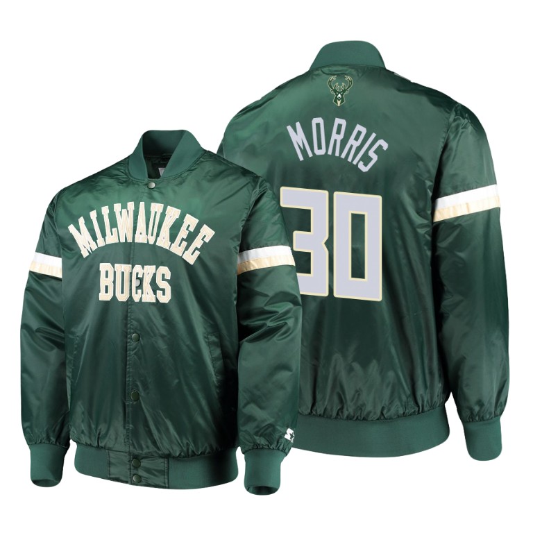 Milwaukee Bucks #30 Jaylen Morris The Champ Varsity Satin Jacket - Green