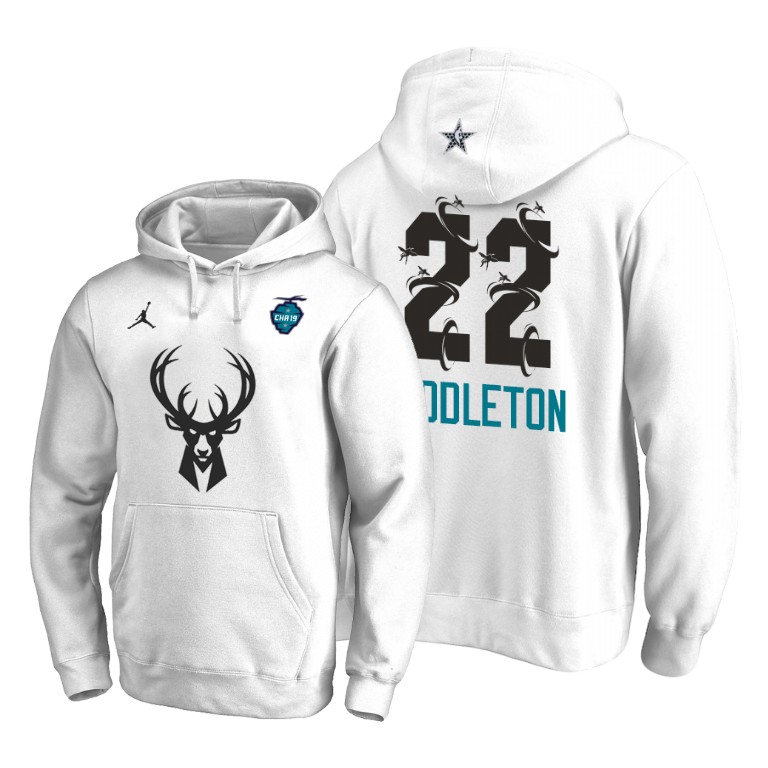 Milwaukee Bucks Khris Middleton 2019 All-Star The Buzz Side Sweep Pullover White Hoodie