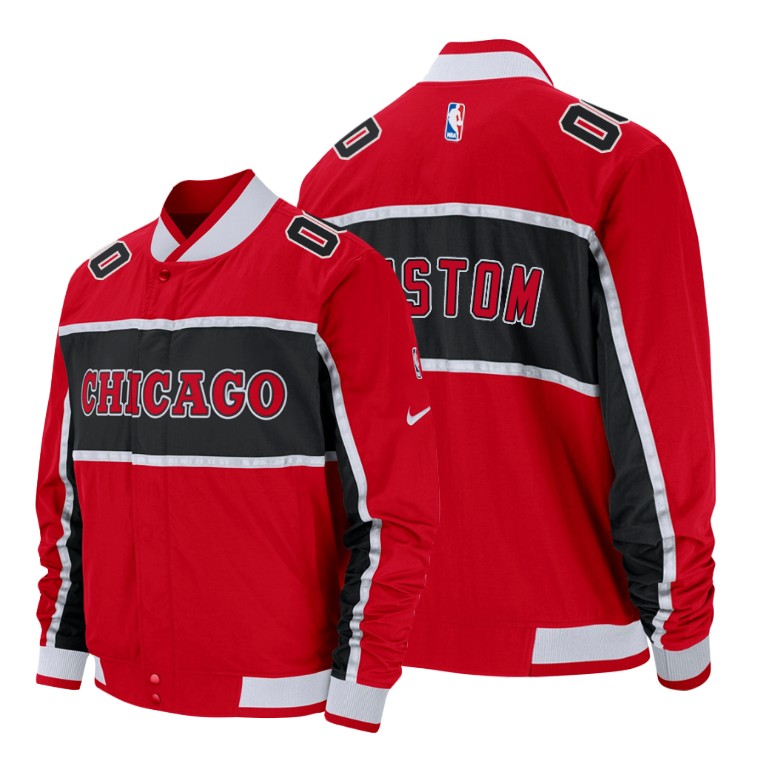 Chicago Bulls #00 Custom Courtside Icon Jacket - Red